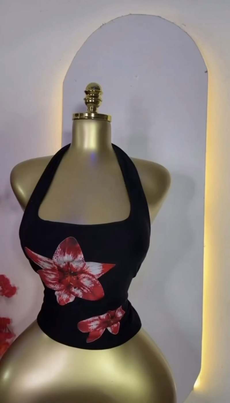 Floral halter neck top