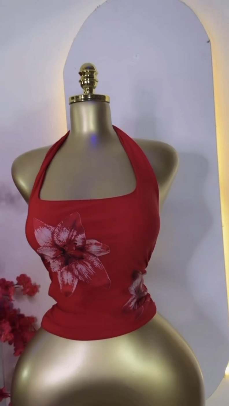 Floral halter neck top