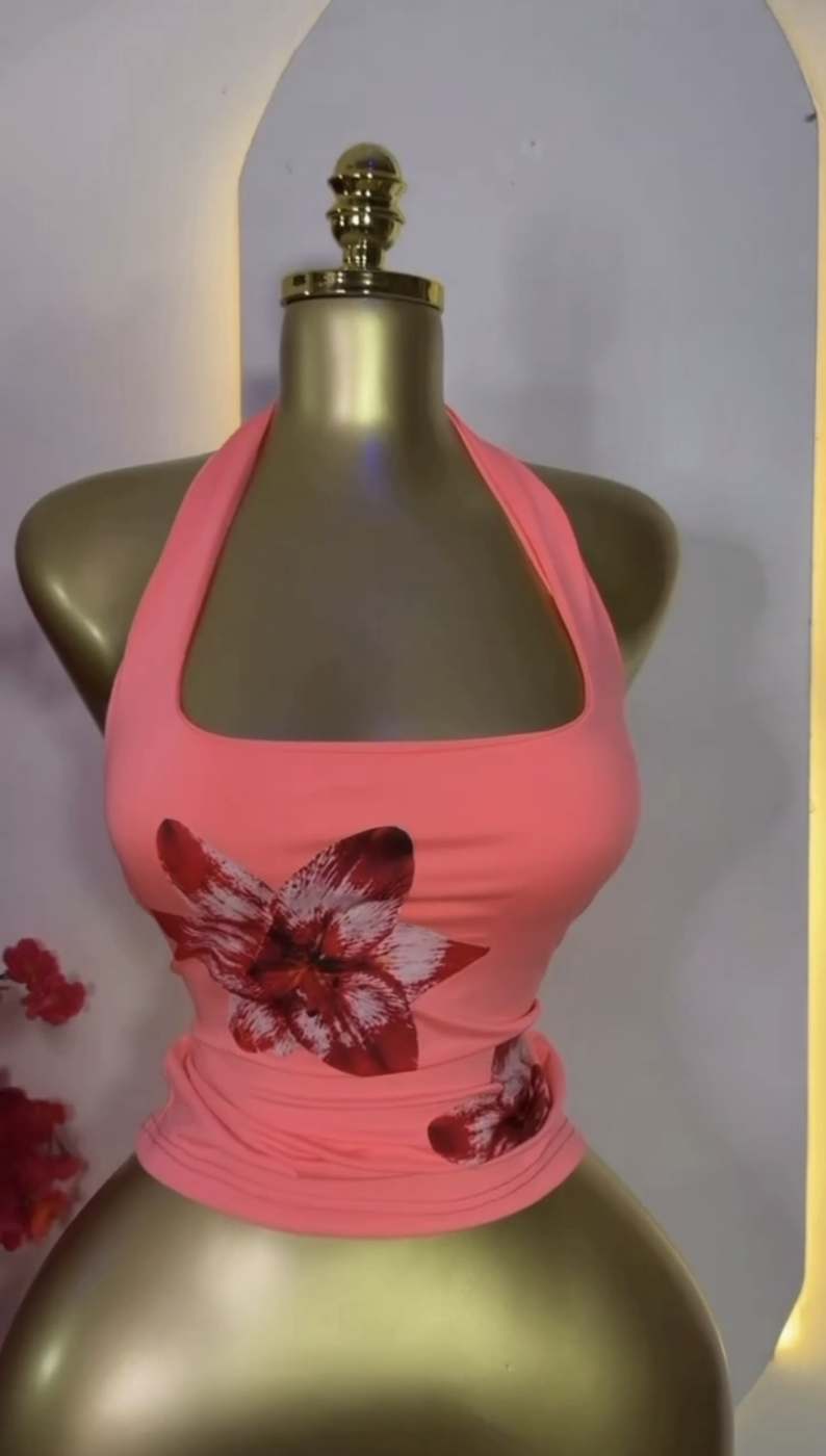 Floral halter neck top