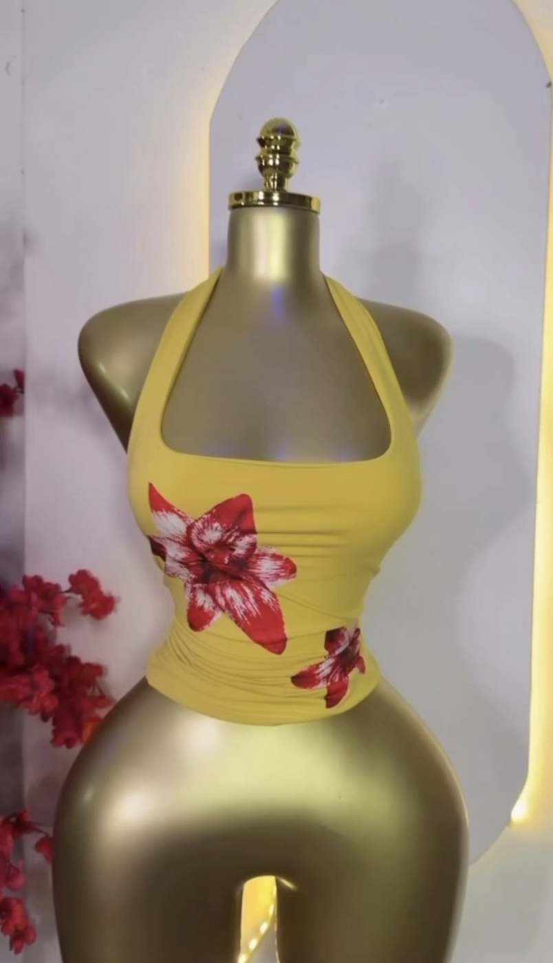 Floral halter neck top