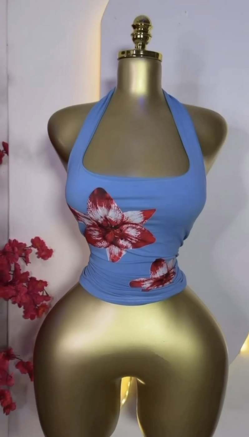 Floral halter neck top