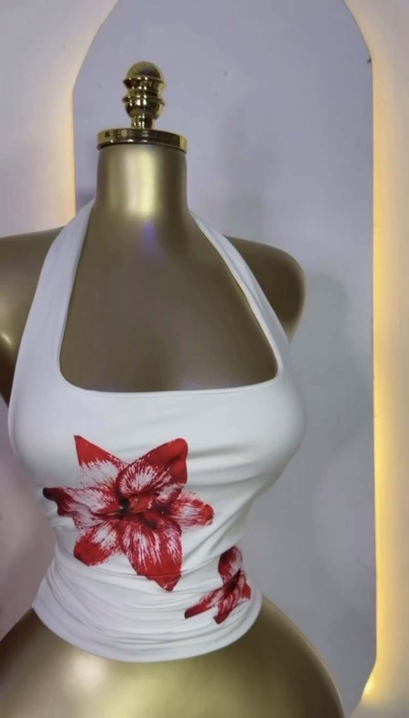 Floral halter neck top