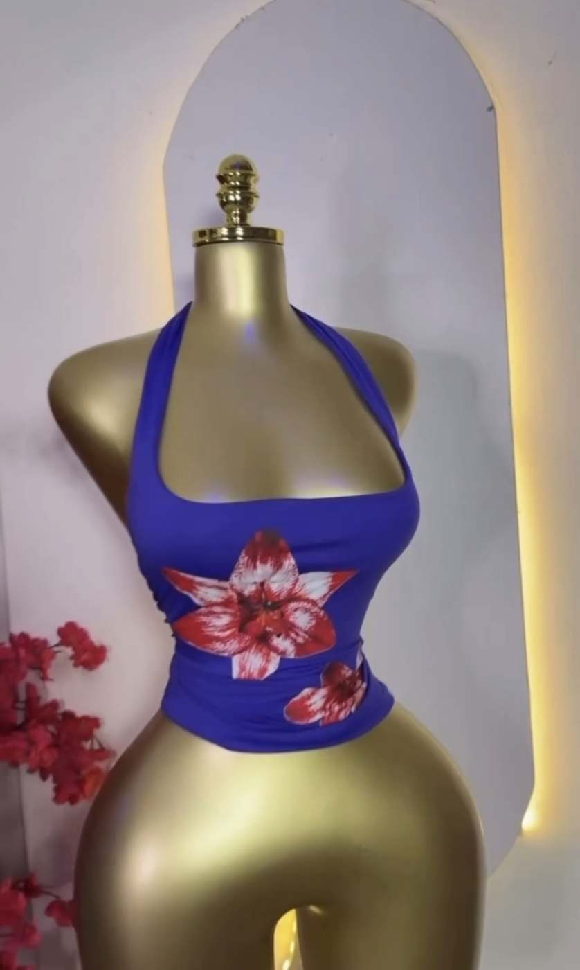 Floral halter neck top