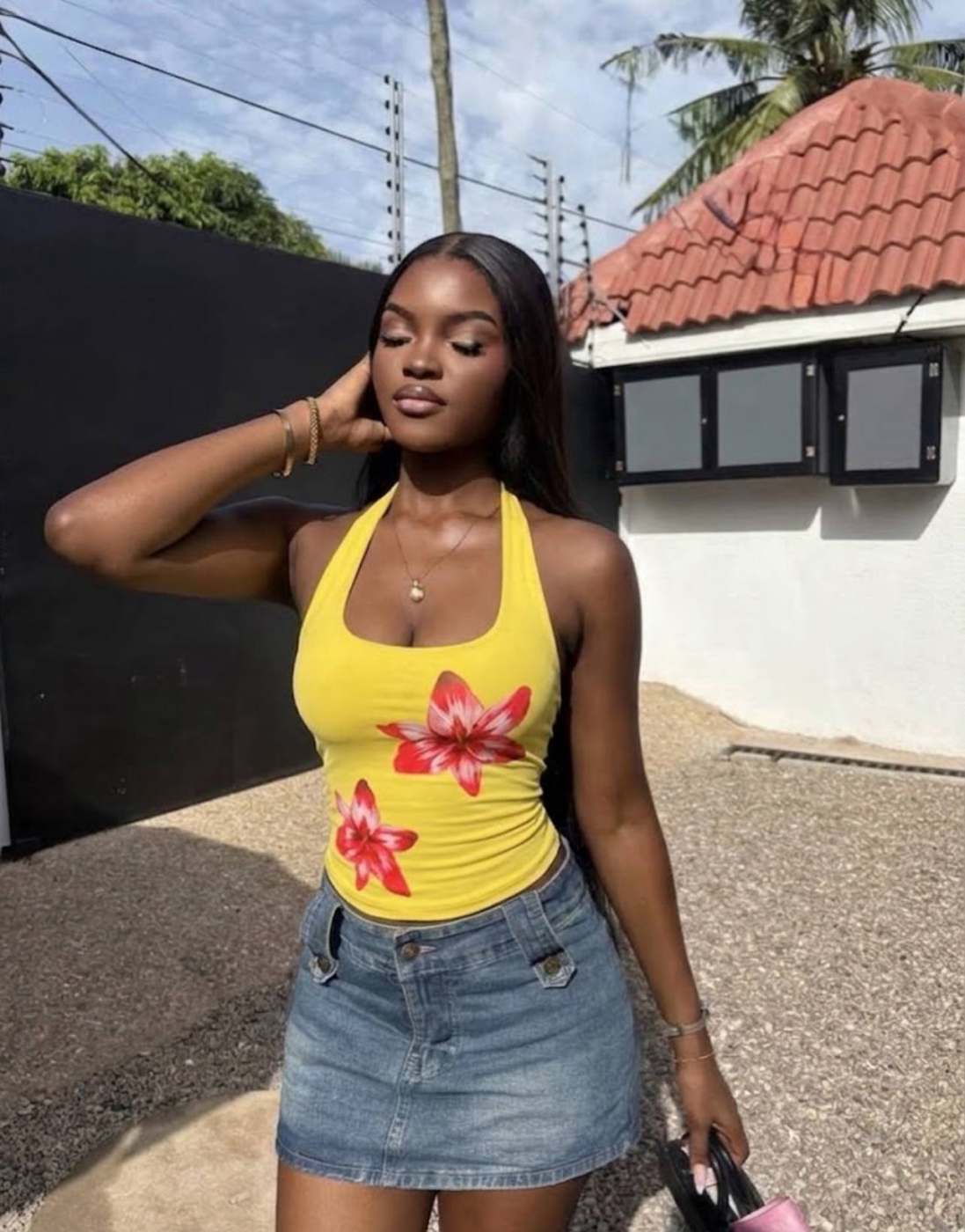 Floral halter neck top