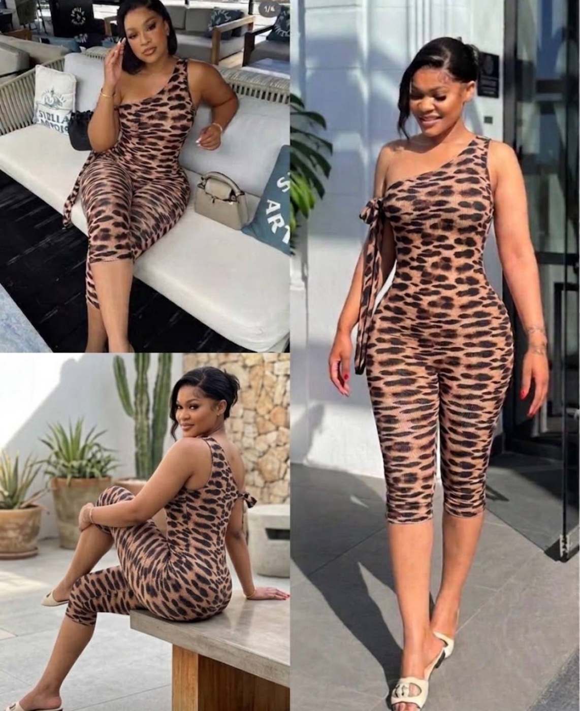 Leopard skin capri jumpsuit